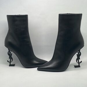 Saint Laurent Opyum Logo Leather Booties size 39.5